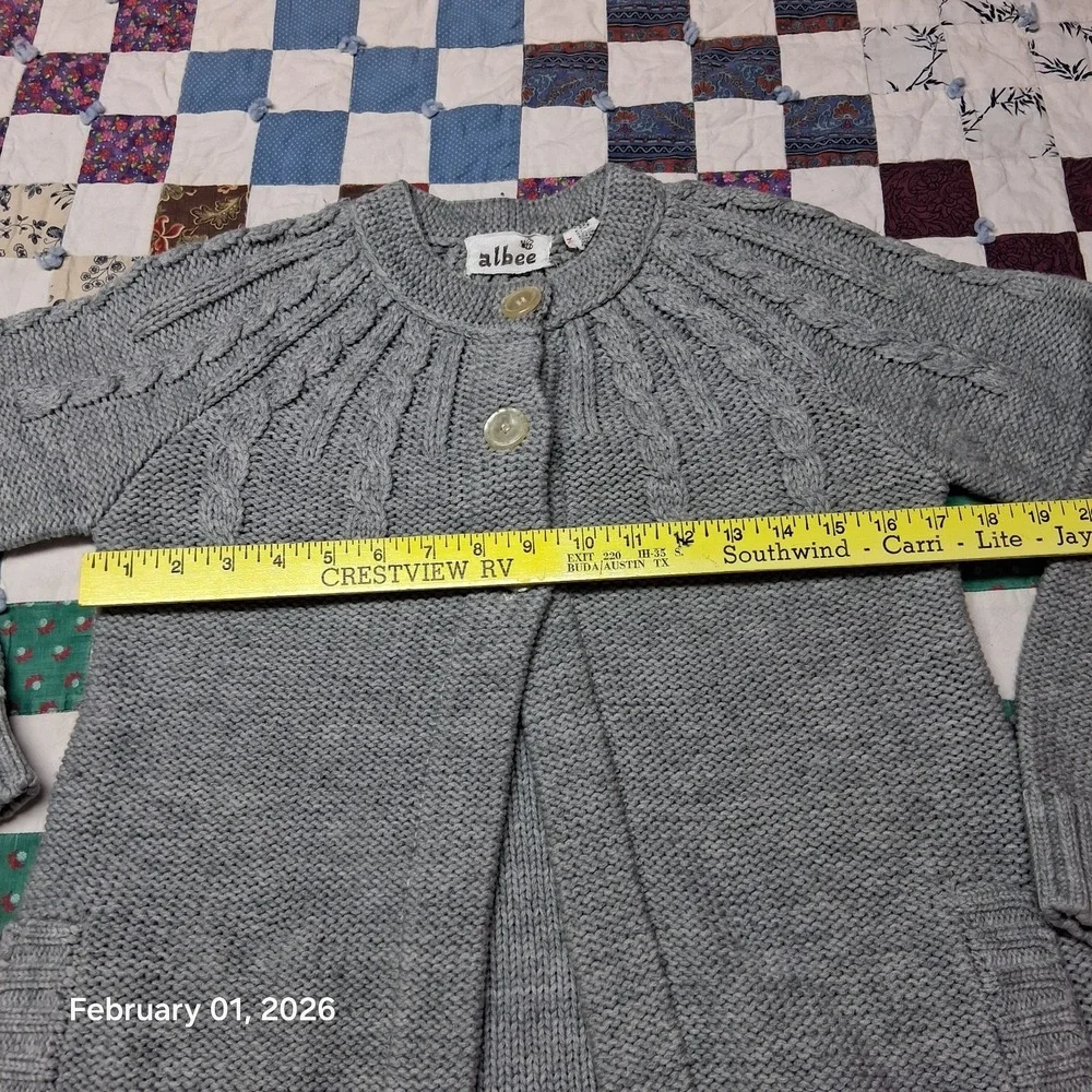 Vintage Albee Open Style Cardigan‎ Knit Sweater Womens Size Medium Pockets